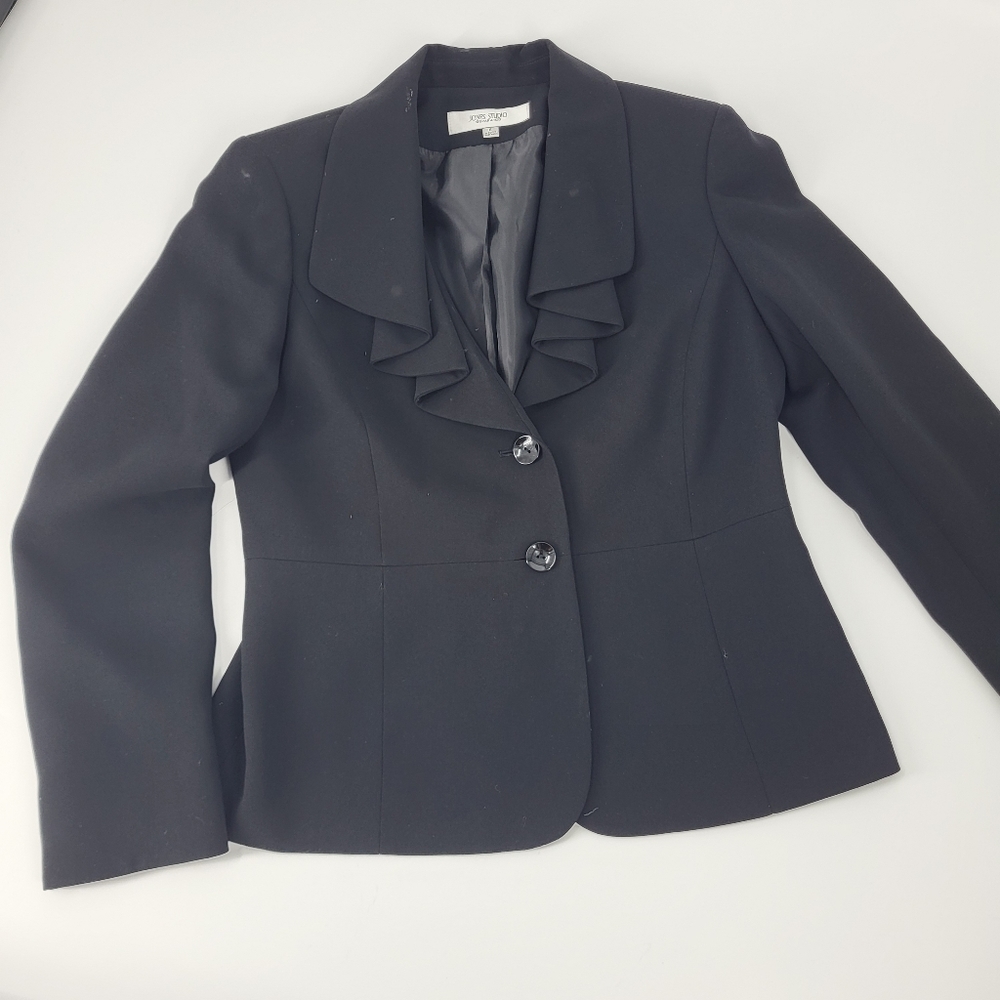 Jones Studio Black Suit Jacket with Ruffle
